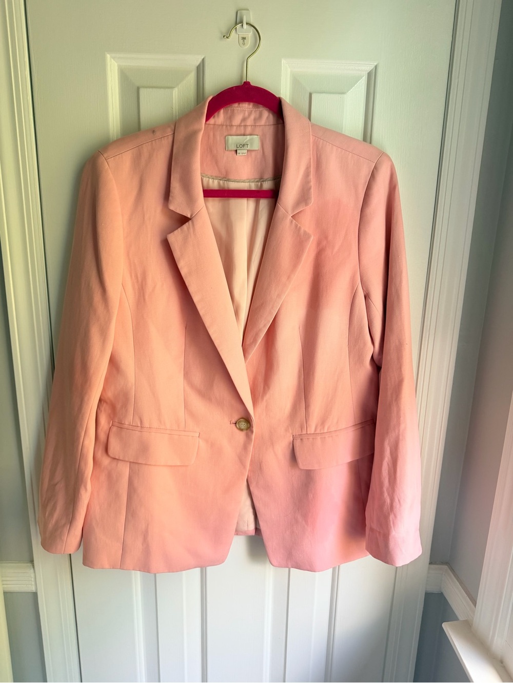 LOFT Pink Single-Button Notch Lapel Blazer